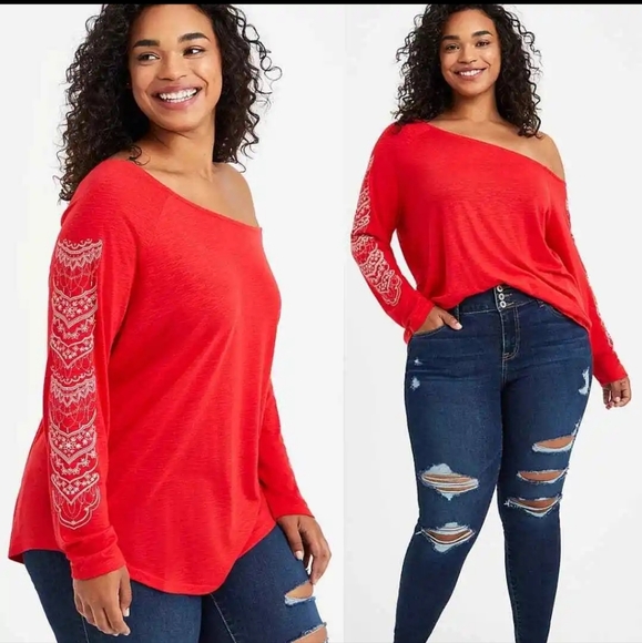Torrid Henna Off Shoulder Top - Picture 1 of 6